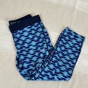 NIKE Dri Fit Capri Running Leggings Women's Medium Blue Aqua Fold Over Relay M